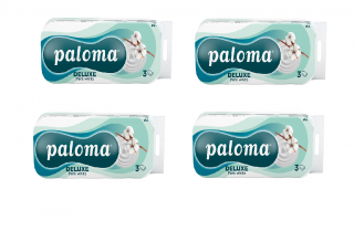 Set 4 bucati hartie igienica Paloma Deluxe Pure White, 3 straturi, 10 role