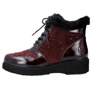 Ghete Piele Naturala Dama - Bordo, Rieker - Iarna - 93312-35-Bordo - Marimea 36