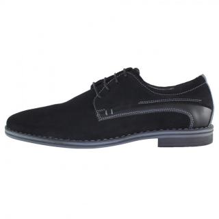 Pantofi Eleganti, Piele Intoarsa Barbati - Negru, Pieton - SIR-184-N-VL - Marimea 41