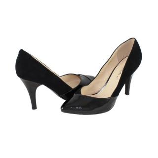 Pantofi Piele Intoarsa Dama - Negru, Deska - Toc Inalt - 9G779F-3F122D-A3289Z-BLKPT-BLKSU - Marimea 36