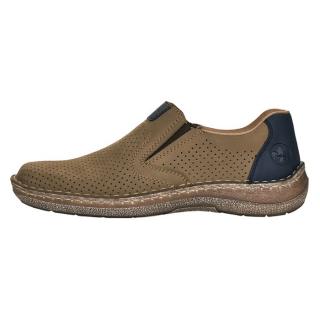 Pantofi Piele Naturala Barbati - Bej, Bleumarin, Rieker - Relax, Confort - 03076-64-Bej-Bleumarin - Marimea 40