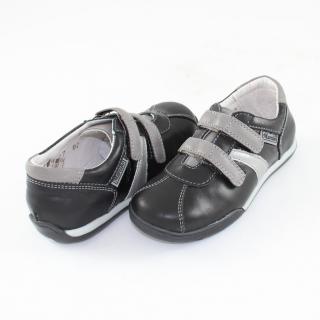 Pantofi Piele Naturala Copii - Negru, Gri, Marelbo - C02 -NegruGri - Marimea 25