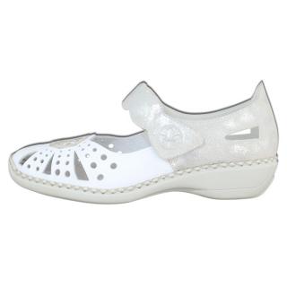 Pantofi Piele Naturala Dama - Alb, Argintiu, Rieker - Relax, Confort - 41368-80-Alb-Argintiu - Marimea 40