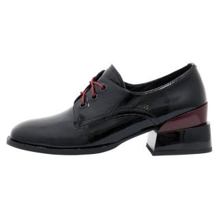 Pantofi Piele Naturala Dama - Negru, Bordo, Epica - Toc Mediu - HMY1188-05B-W381D-01-L-Negru-Bordo - Marimea 40