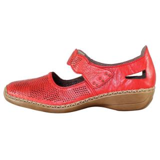 Pantofi Piele Naturala Dama - Rosu, Rieker - Relax, Confort - 413G6-33-Red - Marimea 37