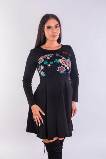 Rochie ANGRO KATYA neagra cu broderie florala