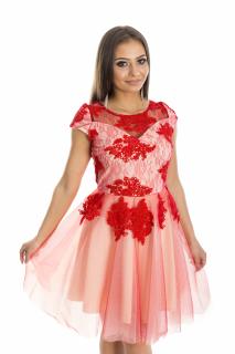 Rochie ANGRO Loreta Rosie cu Dantela Brodata