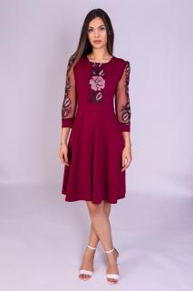 Rochie ECATERINA bordo cu motive traditionale engros