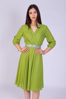 Rochie JULIA din Voal, Cordon cu Pietricele, Verde Fistic, Engros