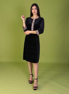 Rochie LAURA din Catifea Neagra cu Paiete pe Bust