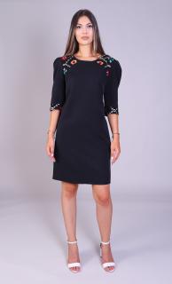 Rochie NATY neagra cu platci pe umeri engros