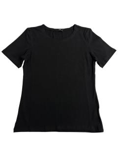 Tricou basic de femei, cu decolteu rotun, uni din bumbac, negru