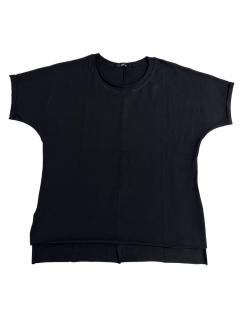 Tricou femei, cu decolteu rotun, uni din bumbac, negru