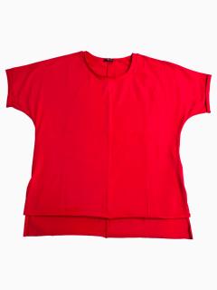 Tricou femei, cu decolteu rotun, uni din bumbac, rosu