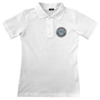 Tricou Polo alb 6-14 ani cu ecuson