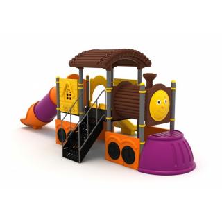 102M Tren Echipament loc de joaca exterior parc din metal cu Scara 2 Tobogane si Cataratoare