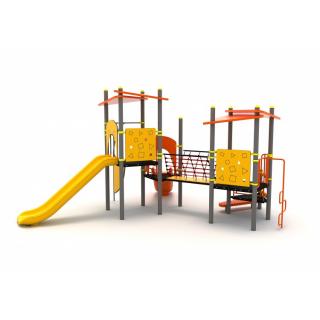 11M Clasic Echipament loc de joaca exterior parc din metal cu 3 Tobogane si Cataratoare