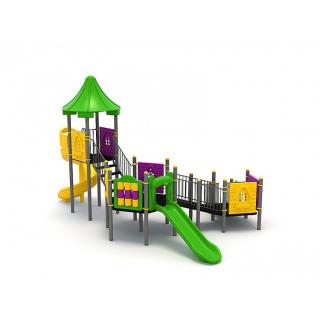 27EG Complex Echipament loc de joaca dizabilitati exterior parc din metal cu Rampa 2 Tobogane si Activitati