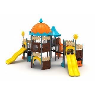 62M Castel Ansamblu Echipamente loc de joaca exterior parc din metal cu 2 Scari 3 Tobogane Activitati si 4 Bancute