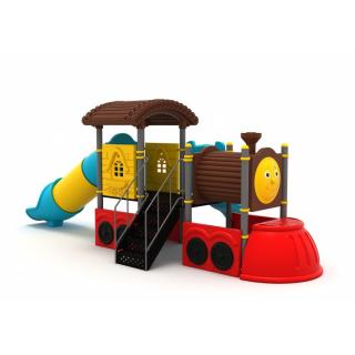 67M Tren Echipament loc de joaca exterior parc din metal cu Scara 2 Tobogane si Cataratoare