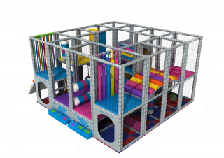 Ansamblu loc de joaca de interior pentru copii cu scara, jocuri interactive si tunel - MSP-010