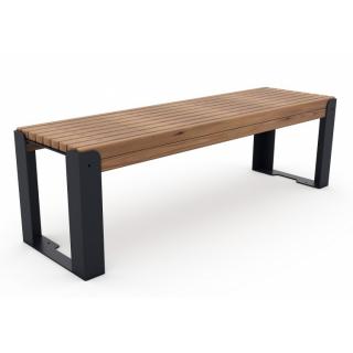 Banca moderna pentru exterior cu structura metalica si sezut din lemn - 10B