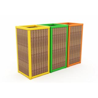 Cosuri de gunoi pentru colectare selectiva, realizate din lemn, pentru parc - 68CK