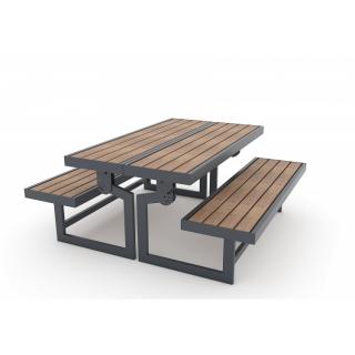 Masa de picnic cu 2 bancute si blat rabatabil ce devine spatarul bancilor - 10PM