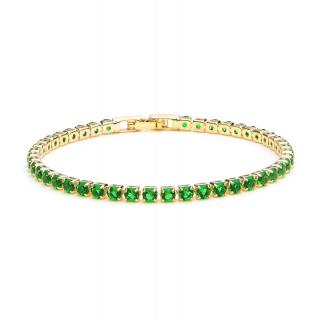 Bratara Tennis Verde Placata Cu Aur Galben
