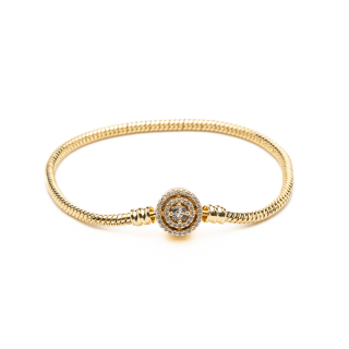 Bratara Tip Pandora Cu Charm Rotund si Sclipitor