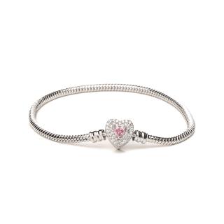 Bratara Tip Pandora Cu Un Charm In Forma De Inima Pink