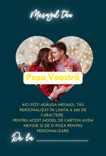 Cartonas personalizat cu mesaj si fotografie ,   Emotie in cutia de bijuterii - Model albastru