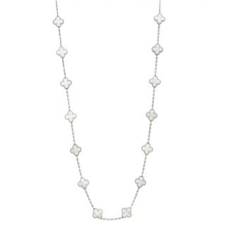 Colier Alhambra Placat cu Aur Alb de 14K cu 20 Flori Sidef