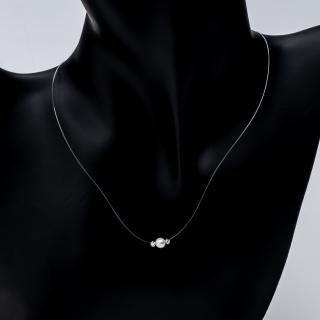 Colier Fir Transparent Cu Pandantiv Perla