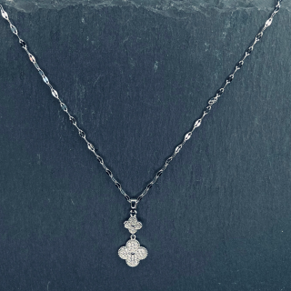 Colier Silver Double Flower