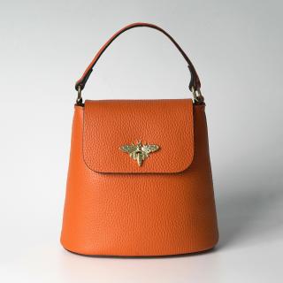 Geanta Medie Piele Naturala Orange Albina-ELC151-1