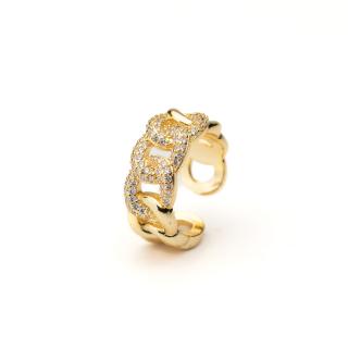 Inel Design Modern Placat Cu Aur Galben
