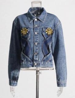 Jacheta Denim Detalii Florale