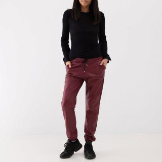 Pantaloni Bordeaux Jogger Cu Efect De Piele