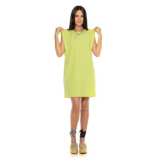 Rochie Verde Mar Cu Umeri Supradimensionati