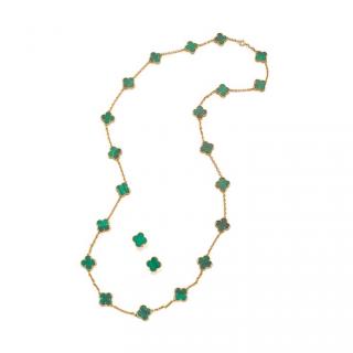 Set Bijuterii Alhambra Smarald Colier + Cercei
