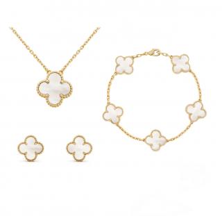 Set Bijuterii Flori Albe Sidef