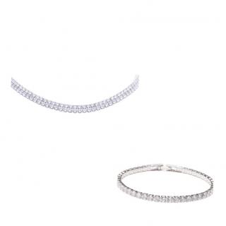 Set Bijuterii Tennis Placat Cu Aur Alb De 14K