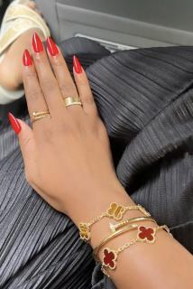 Set Bratari Alhambra Red Animal Print