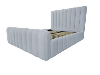 Pat tapitat Loft ,140x200cm,somiera metalica rabatabila,spatiu depozitare,gri deschis