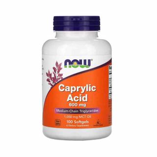 Caprylic Acid, 600mg (Acid Caprilic), Now Foods, 100 softgels