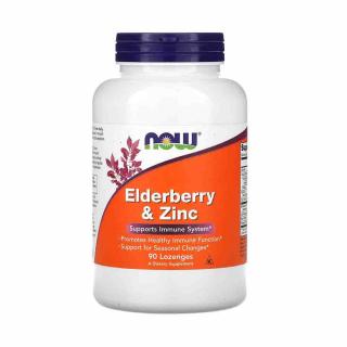 Elderberry  Zinc (Extract Fructe Soc), Now Foods, 90 tablete masticabile