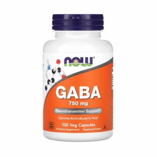 GABA (Relaxarea Sistemului Nervos), 750mg, Now Foods, 100 capsule