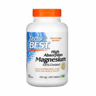 High Absorption Magnesium 100% Chelated, 100mg, Doctor s Best, 240 tablete