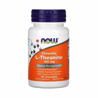 L-Theanine with Inositol and Taurine, 100 mg, Now Foods, 90 Tablete Masticabile